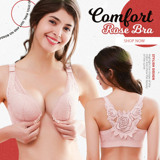 🌹Rose Embroidery Front Closure Wirefree Bra