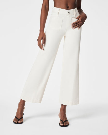 Tummy Control Cropped Wide-Leg Jeans