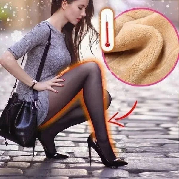 Flawless Legs Gefälschte, durchscheinende, warme, mit Plüsch gefütterte elastische Strumpfhose