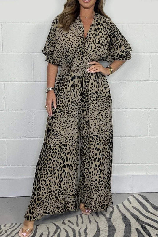 👗2024 Hot Sale👗Leopard print casual loose jumpsuit