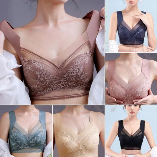 Seamless Push Up Wireless Lace Ice Silk Bra