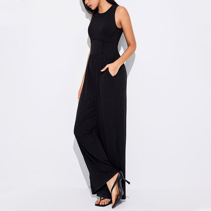 🔥Last Day Promotion 50% OFF 🔥Women’s Solid Sleeveless Wide Leg Jumpsuit
