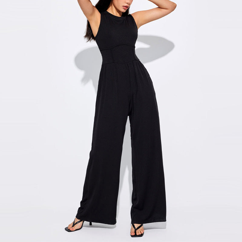 🔥Last Day Promotion 50% OFF 🔥Women’s Solid Sleeveless Wide Leg Jumpsuit