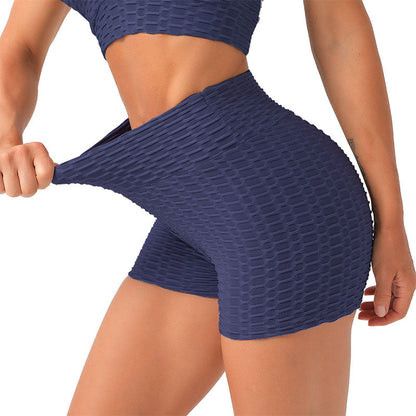 High Waist Jacquard Bubble Yoga Shorts