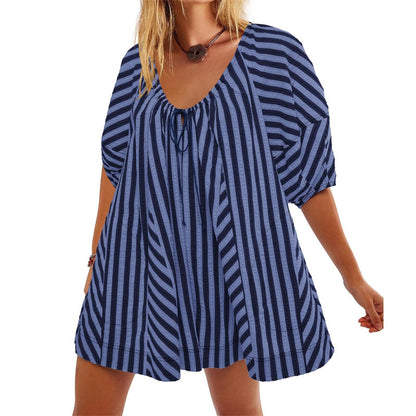 Puff Sleeves V Neck Rompers for Women