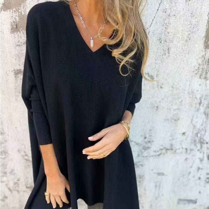 🌈 2 pieces free shipping🌈Women's Long Sleeve Knitted V-Neck Loose Long Top（50% OFF）