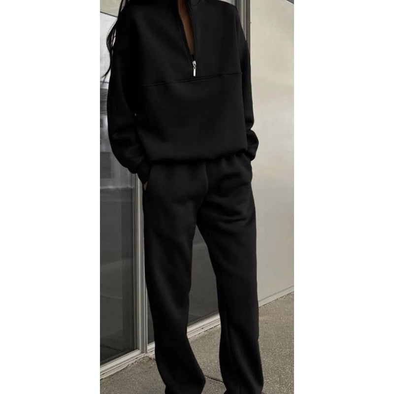 Women's Half-Zip Long Sleeve Top and Sweatpants 2-Piece Set